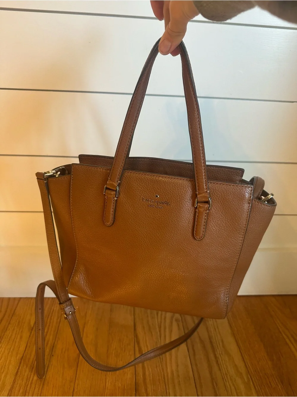 kate spade Brown Pebbled Leather Crossbody Satchel